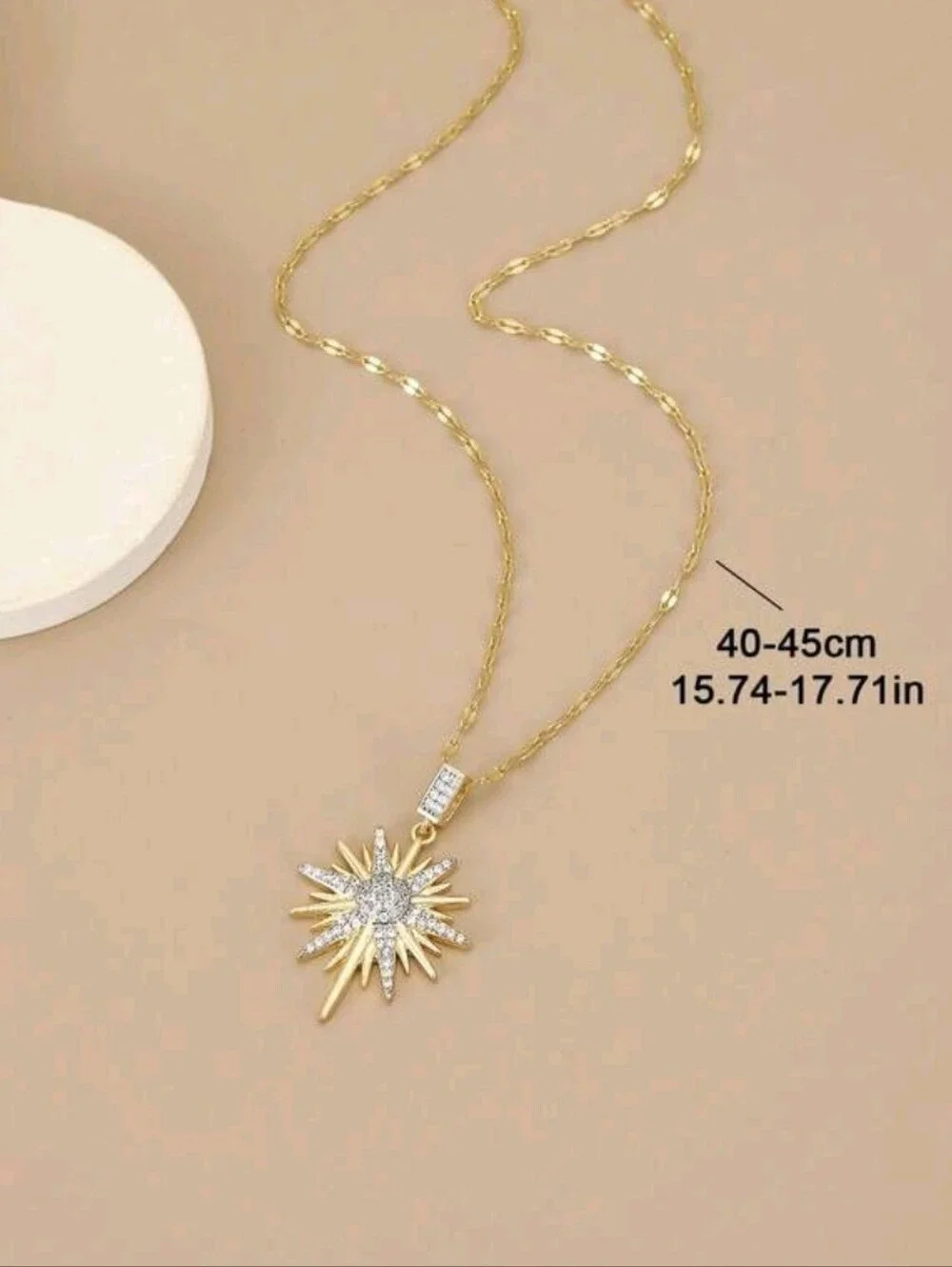 BRAND NEW ** Gold Starburst Pendant Necklace with Pavé Crystals